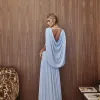VESTIDO LAILA LONGO CAUDA COSTAS - AZUL SERENITY