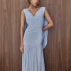 VESTIDO LAILA LONGO CAUDA COSTAS - AZUL SERENITY