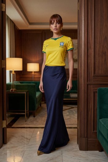 SAIA CETIM SUPER LONG BRASIL COLEÇÃO BRASILCORE - AZUL MARINHO