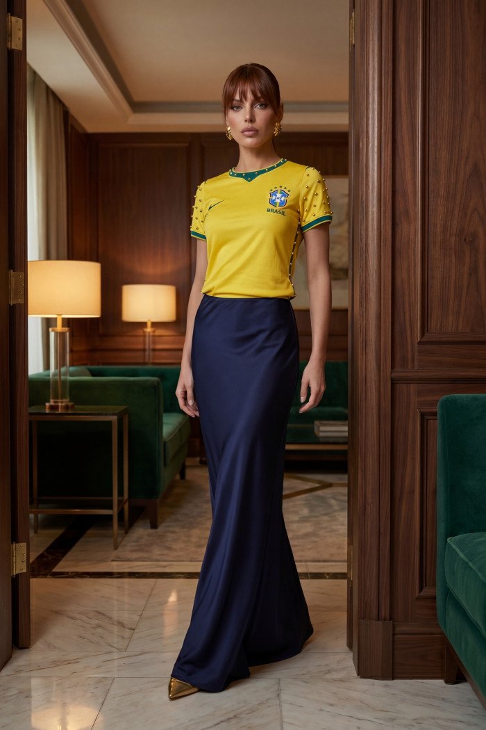 SAIA CETIM SUPER LONG BRASIL COLEÇÃO BRASILCORE - AZUL MARINHO