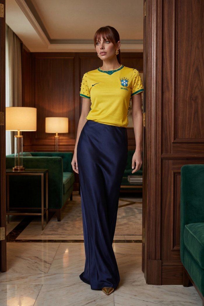 SAIA CETIM SUPER LONG BRASIL COLEÇÃO BRASILCORE - AZUL MARINHO