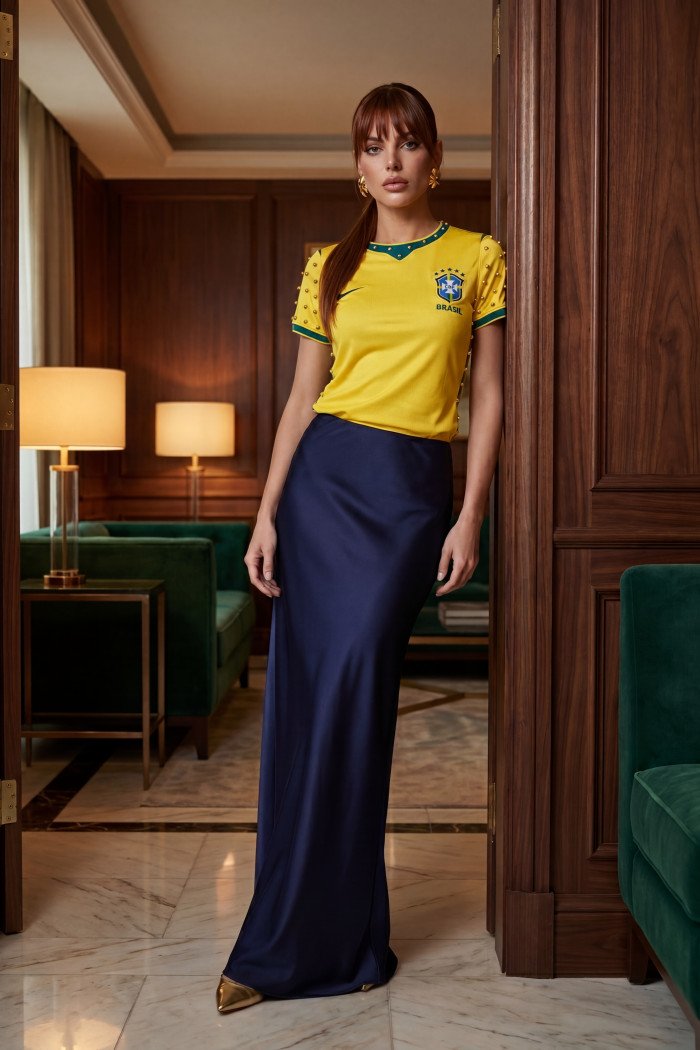 SAIA CETIM SUPER LONG BRASIL COLEÇÃO BRASILCORE - AZUL MARINHO
