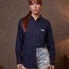 CAMISA VANESSA BORDADA COPA COLEÇÃO BRASIL CORE - AZUL MARINHO