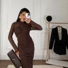 VESTIDO TAIS TULE TRANSPASSADO GLAMOROUS - MARROM