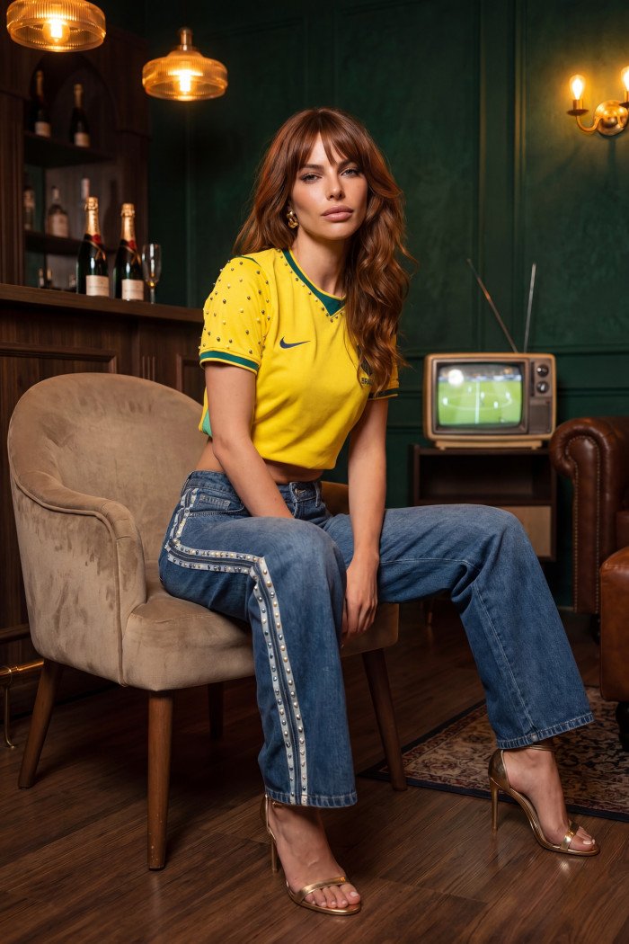 CALÇA JEANS SABRINA LISTRAS COLEÇÃO BRASILCORE