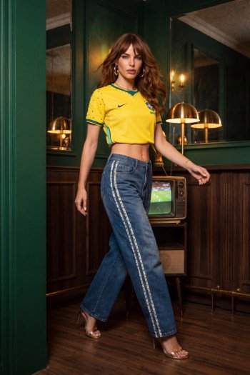 CALÇA JEANS SABRINA LISTRAS COLEÇÃO BRASILCORE
