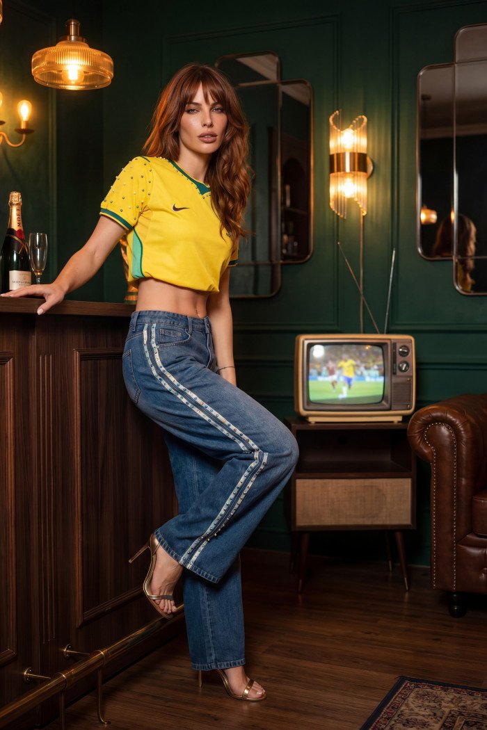 CALÇA JEANS SABRINA LISTRAS COLEÇÃO BRASILCORE