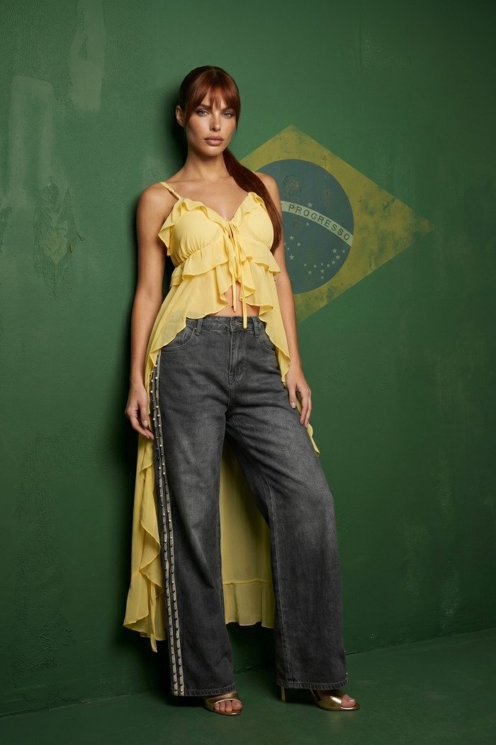 MAX TÚNICA BABADOS SUMMER COPA COLEÇÃO BRASILCORE - AMARELO