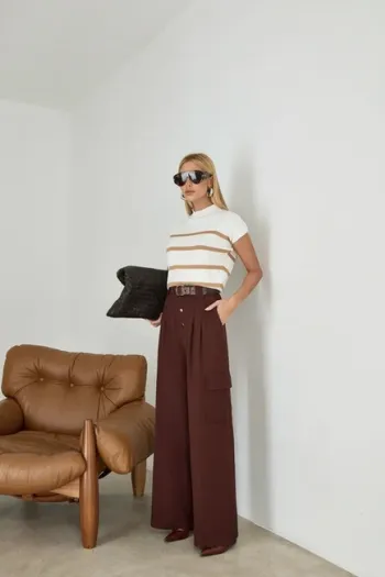 CALÇA MILENA CARGO ALFAITARIA - MARROM