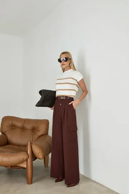 CALÇA MILENA CARGO ALFAITARIA - MARROM