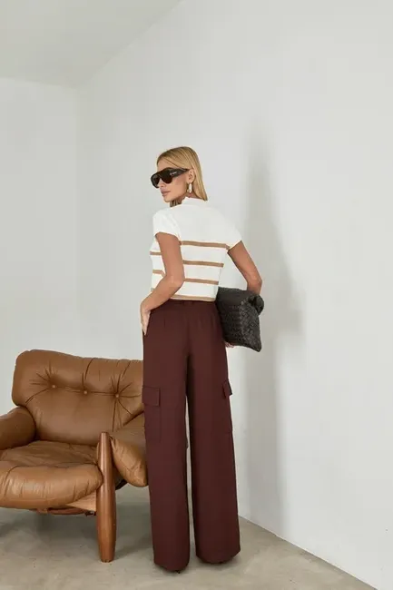 CALÇA MILENA CARGO ALFAITARIA - MARROM