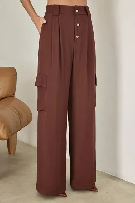 CALÇA MILENA CARGO ALFAITARIA - MARROM