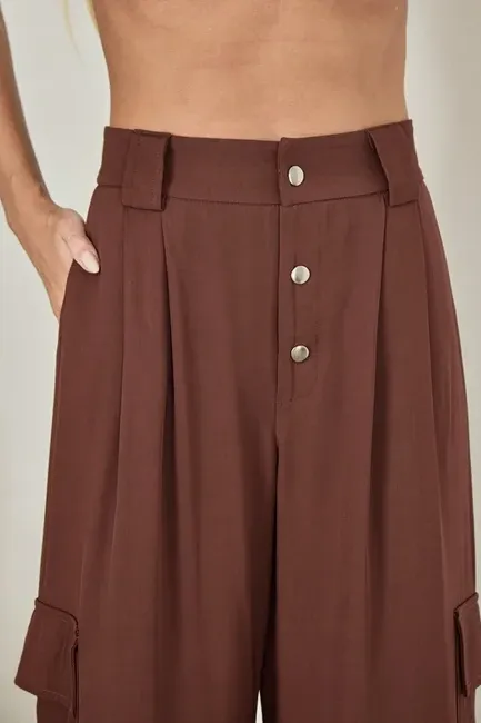 CALÇA MILENA CARGO ALFAITARIA - MARROM