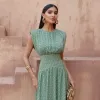 VESTIDO MÔNICA LONGO TEXTURIZADO - VERDE PISTACHE