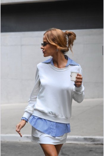 CONJUNTO MAYA CAMISA E SHORT SAIA MOLETINHO - OFF WHITE