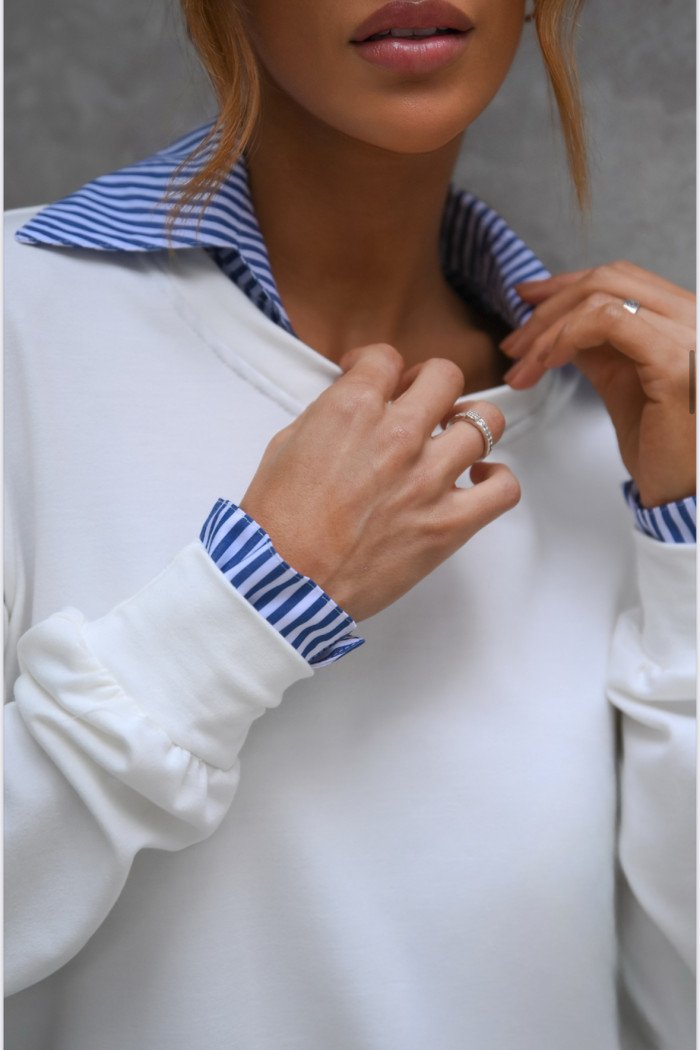 CONJUNTO MAYA CAMISA E SHORT SAIA MOLETINHO - OFF WHITE