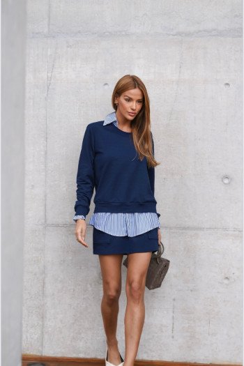 CONJUNTO MAYA CAMISA E SHORT SAIA MOLETINHO - AZUL MARINHO