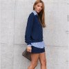 CONJUNTO MAYA CAMISA E SHORT SAIA MOLETINHO - AZUL MARINHO