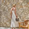 VESTIDO HORTÊNSIA MIDI RENDA BORDADA - NATURAL