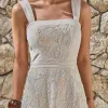 VESTIDO HORTÊNSIA MIDI RENDA BORDADA - NATURAL