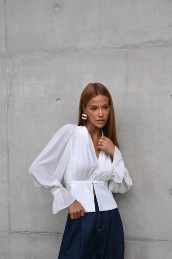 BLUSA LEILA MANGA BALONÊ - OFF WHITE