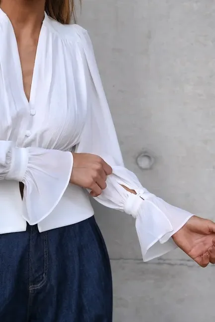 BLUSA LEILA MANGA BALONÊ - OFF WHITE