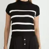 BLUSA CAROL LISTRADO TRICÔ - PRETO