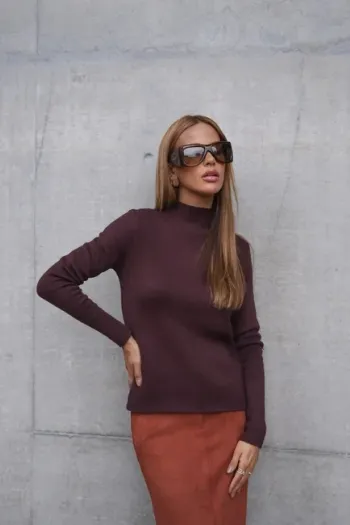 BLUSA BARILOCHE TRICÔ INTERNO FLUFFY - CAFÉ