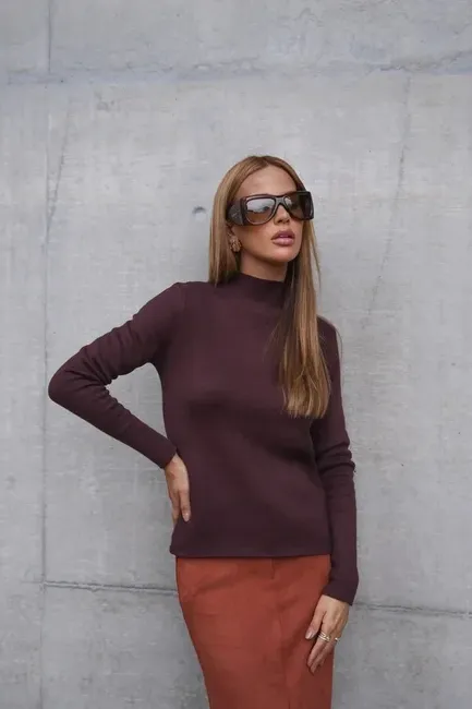 BLUSA BARILOCHE TRICÔ INTERNO FLUFFY - CAFÉ