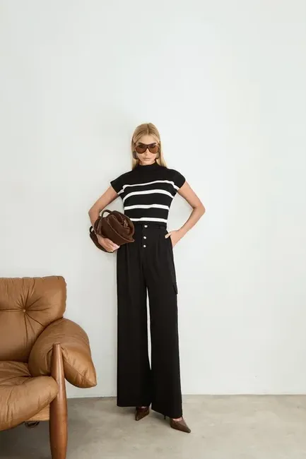 CALÇA MILENA CARGO ALFAITARIA - PRETO