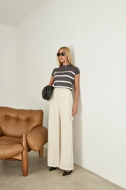 CALÇA MILENA CARGO ALFAITARIA - AREIA