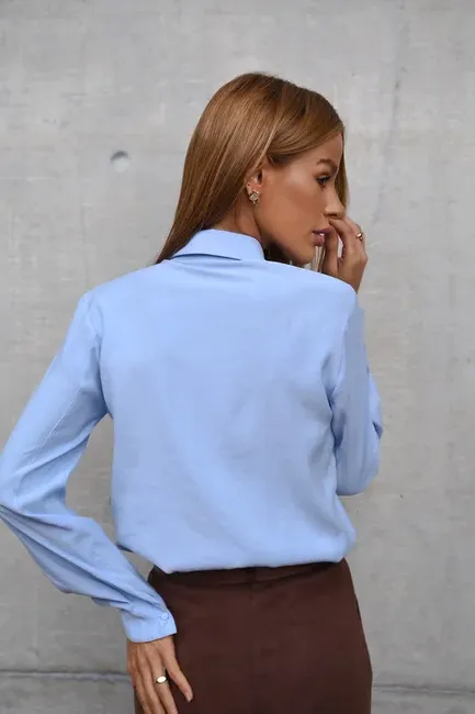 CAMISA LOS ANGELES PUNHO PREGAS - AZUL CLARO