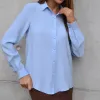 CAMISA LOS ANGELES PUNHO PREGAS - AZUL CLARO