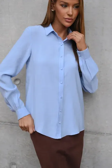 CAMISA LOS ANGELES PUNHO PREGAS - AZUL CLARO