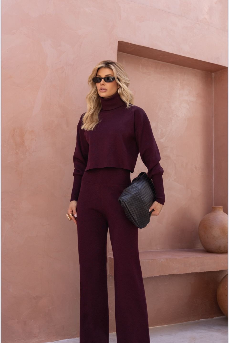 CONJUNTO GEÓRGIA BLUSA E CALÇA MODAL - VINHO