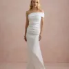 VESTIDO DE FESTA FABIANE ASSIMÉTRICO OMBRO - OFF WHITE