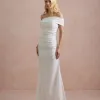 VESTIDO DE FESTA FABIANE ASSIMÉTRICO OMBRO - OFF WHITE