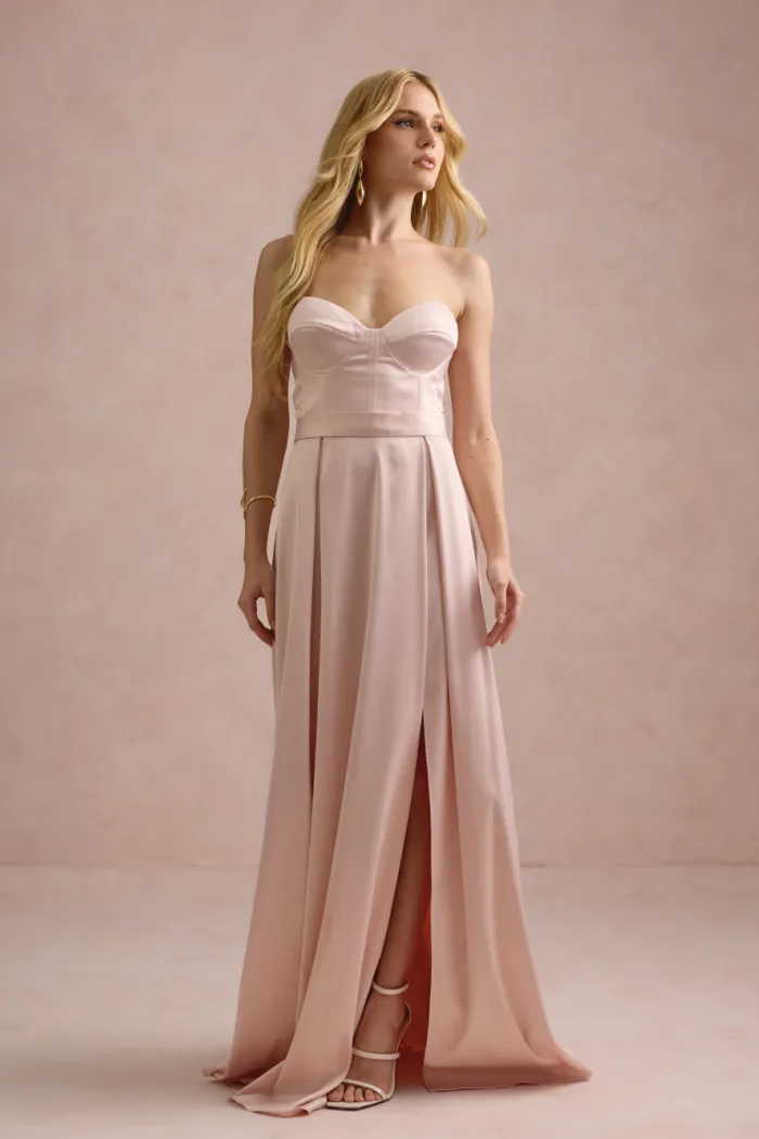 VESTIDO DE FESTA T.Q.C CORSET COM FAIXA LAÇO IVANA - ROSA