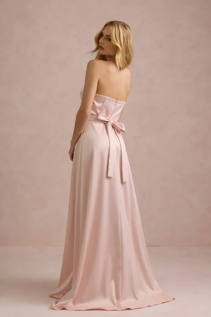 VESTIDO DE FESTA T.Q.C CORSET COM FAIXA LAÇO IVANA - ROSA