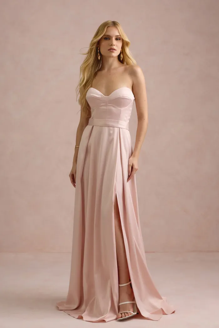 VESTIDO DE FESTA T.Q.C CORSET COM FAIXA LAÇO IVANA - ROSA