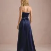 VESTIDO DE FESTA T.Q.C CORSET COM FAIXA LAÇO IVANA - AZUL MARINHO