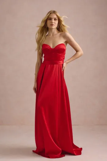 VESTIDO DE FESTA T.Q.C CORSET COM FAIXA LAÇO IVANA - VERMELHO