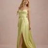 VESTIDO DE FESTA T.Q.C CORSET COM FAIXA LAÇO IVANA - AMARELO