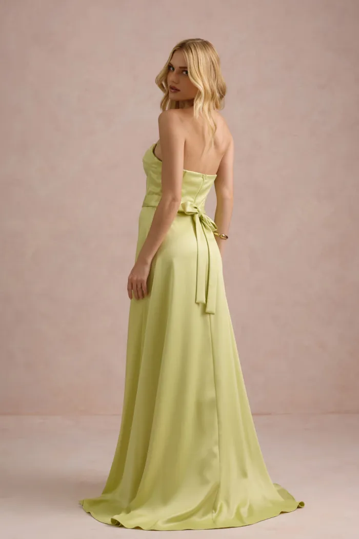 VESTIDO DE FESTA T.Q.C CORSET COM FAIXA LAÇO IVANA - AMARELO