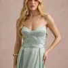 VESTIDO DE FESTA T.Q.C CORSET COM FAIXA LAÇO IVANA - VERDE MENTA