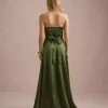 VESTIDO DE FESTA T.Q.C CORSET COM FAIXA LAÇO IVANA - VERDE OLIVA