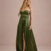 VESTIDO DE FESTA T.Q.C CORSET COM FAIXA LAÇO IVANA - VERDE OLIVA