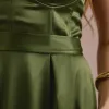 VESTIDO DE FESTA T.Q.C CORSET COM FAIXA LAÇO IVANA - VERDE OLIVA