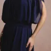 VESTIDO BIA OFF SHOULDER CHIFFON - AZUL MARINHO