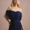 VESTIDO BIA OFF SHOULDER CHIFFON - AZUL MARINHO